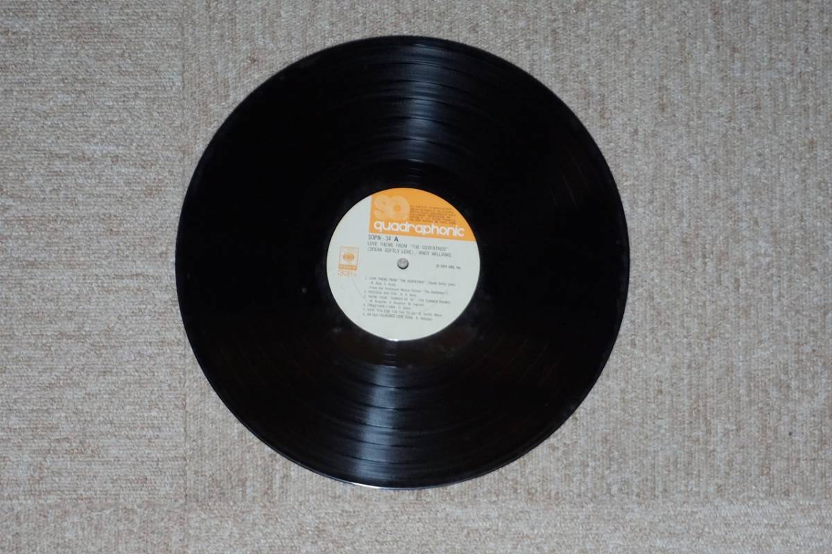 【LP】ANDY WILLIAMS - LOVE THEME FROM THE GODFATHER - SOPN34_画像3