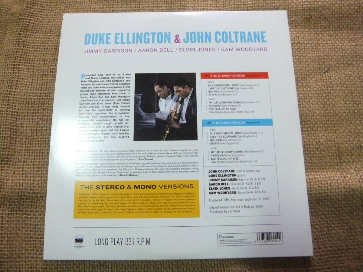 DUKE ELLINGTON&JOHN COLTRANE/THE STEREO&MONO VERSIONS EU盤 2枚組 重量盤_画像2