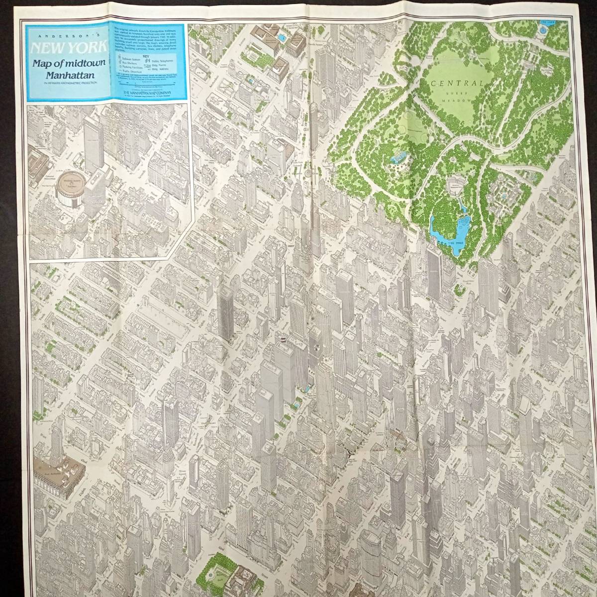 【AIKU-YA】ニューヨーク 地図 マンハッタン ミッドタウン 1984年版 超細密 鳥瞰図の画像4