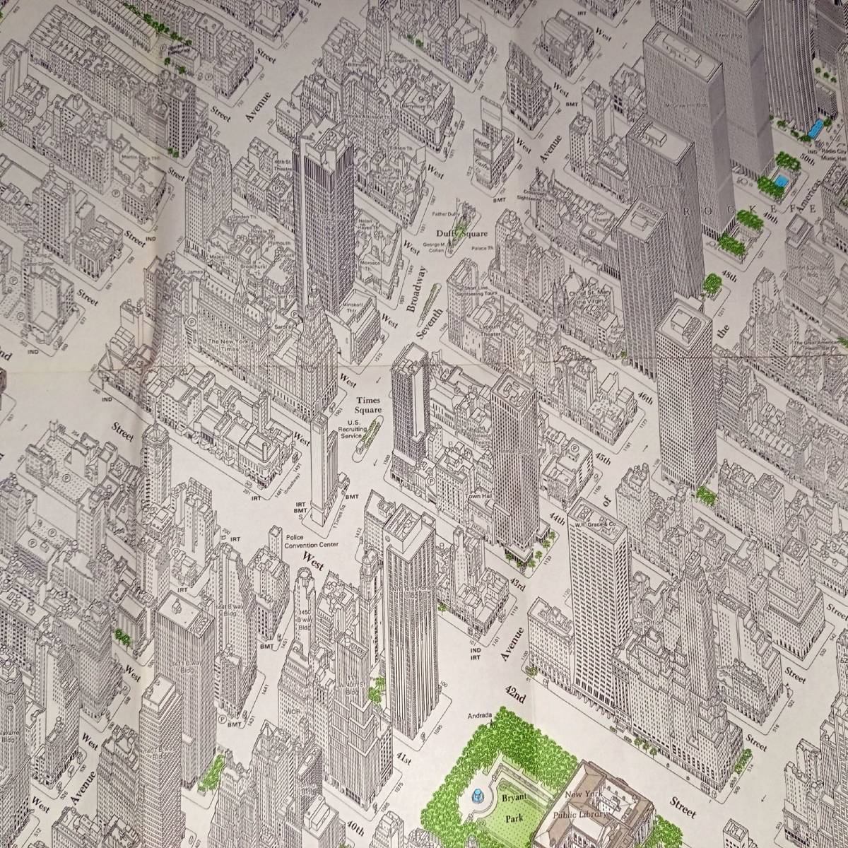 【AIKU-YA】ニューヨーク 地図 マンハッタン ミッドタウン 1984年版 超細密 鳥瞰図の画像7