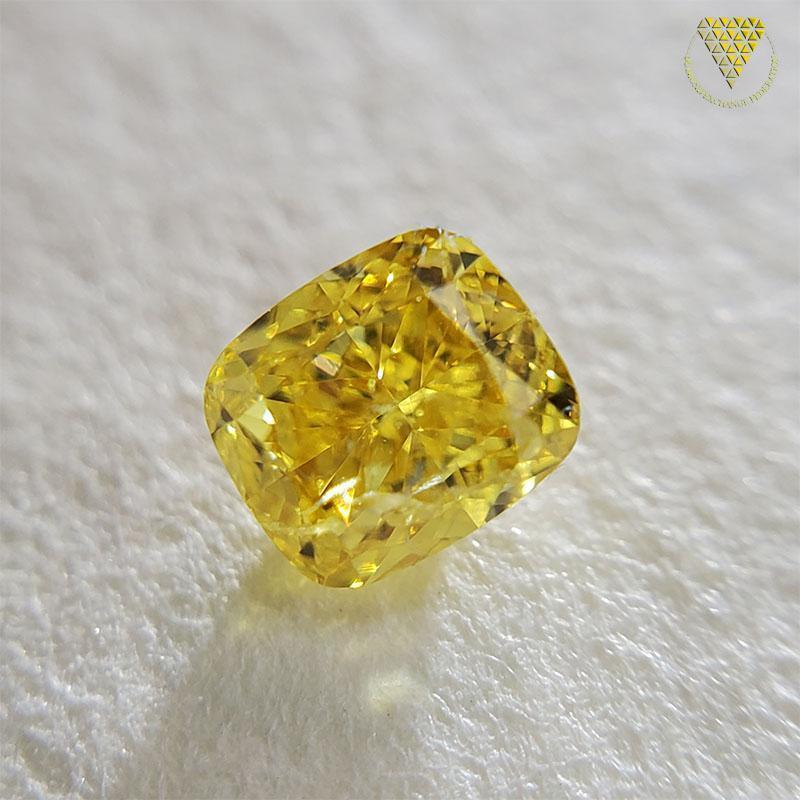 0.286 ct Fancy Vivid Yellow I1 CGL 天然 イエロー ダイヤモンド ルース クッション シェイプ DIAMOND EXCHANGE FEDERATION_画像1