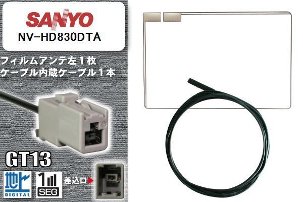 スクエア型 フィルムアンテナ ケーブル 買得 セット 地デジ サンヨー 今年の新作から定番まで SANYO NV-HD830DTA 車 フルセグ 汎用 ワンセグ 高感度 用