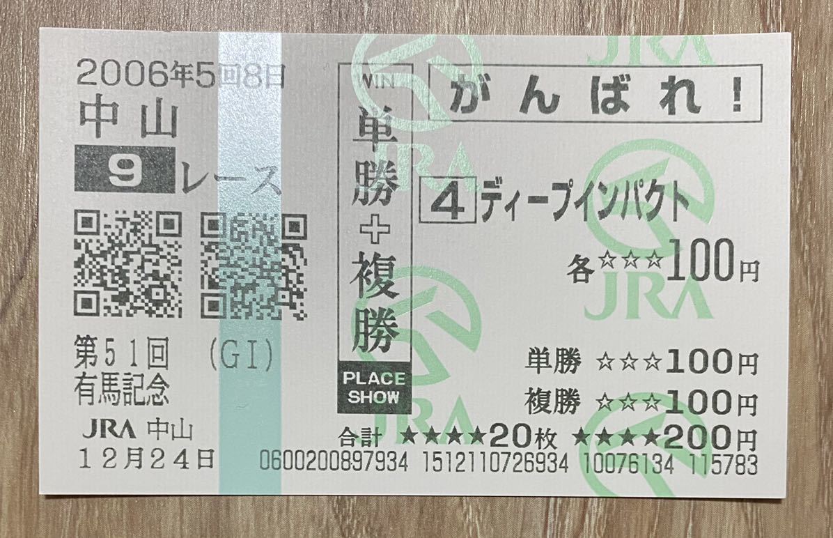 宅配便配送ディープインパクト☆新馬戦☆現地的中単勝馬券 その他