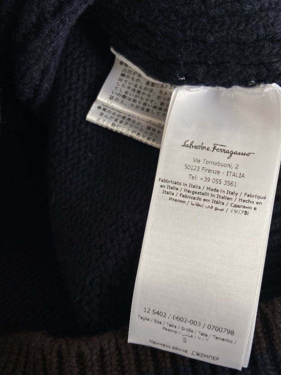 Salvatore Ferragamo フェラガモ 厚手 カシミヤウール 紺色 ニット セーター 7