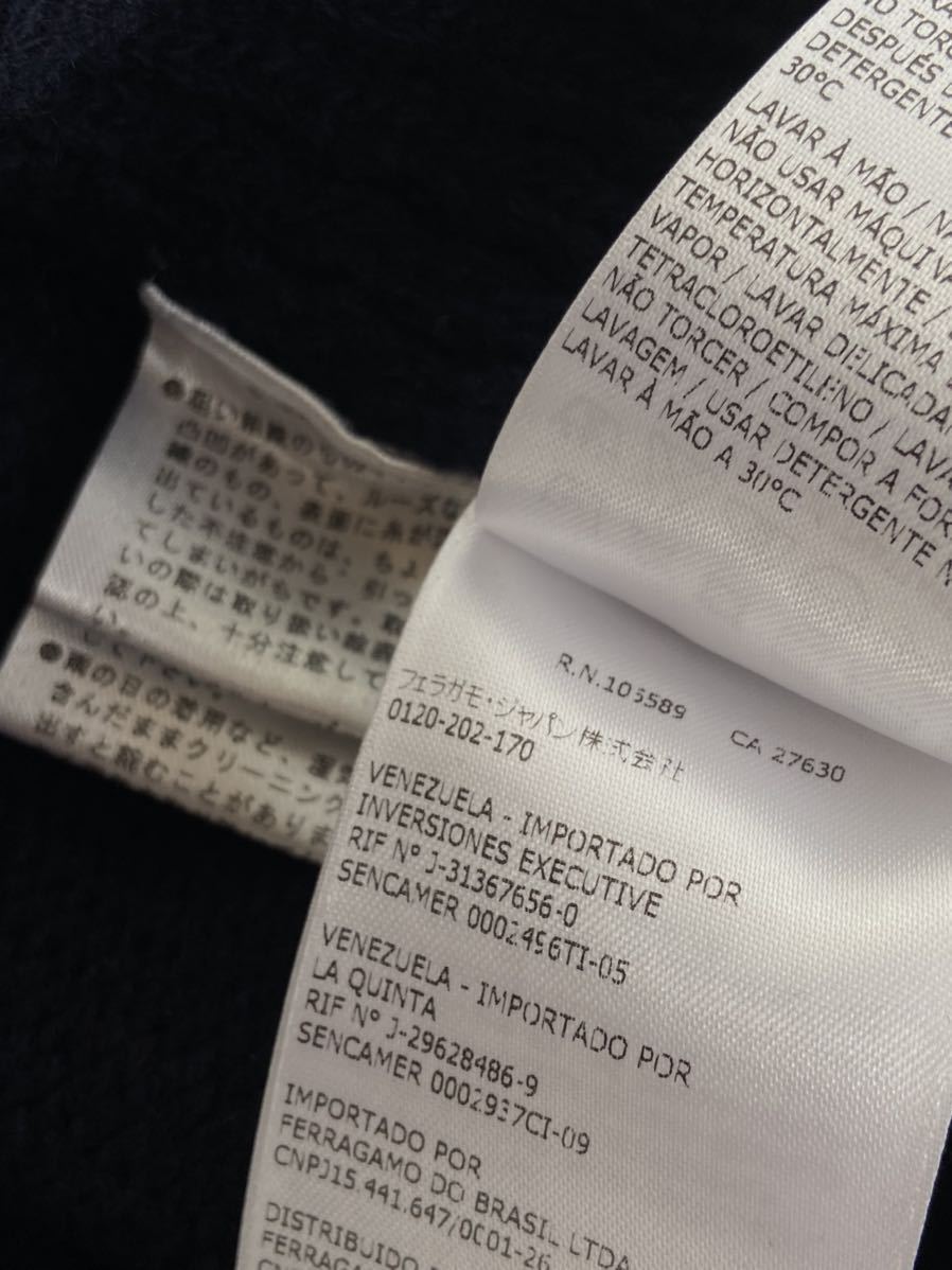 Salvatore Ferragamo フェラガモ 厚手 カシミヤウール 紺色 ニット セーター