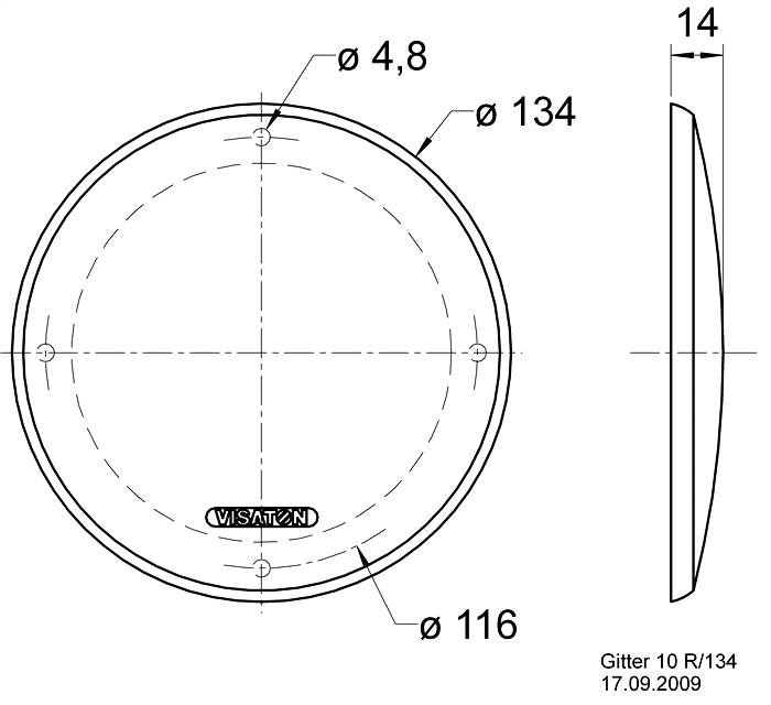 ドイツVISATON社 GRILL10R/134 スピーカーグリル ４インチ_画像4