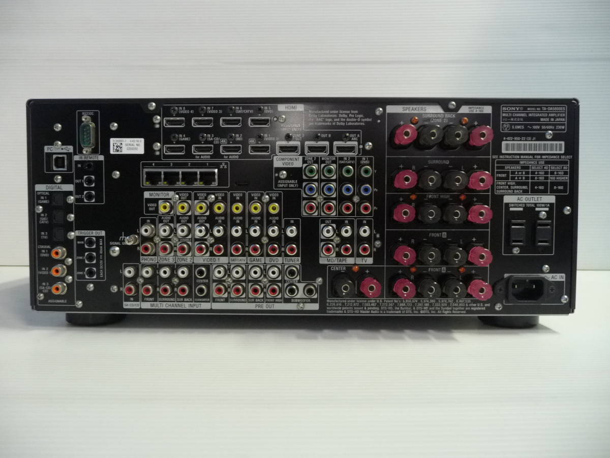■美品 SONY ソニー マルチチャンネルインテグレートアンプ AVアンプ TA-DA5800ES 9.1ch■_画像4