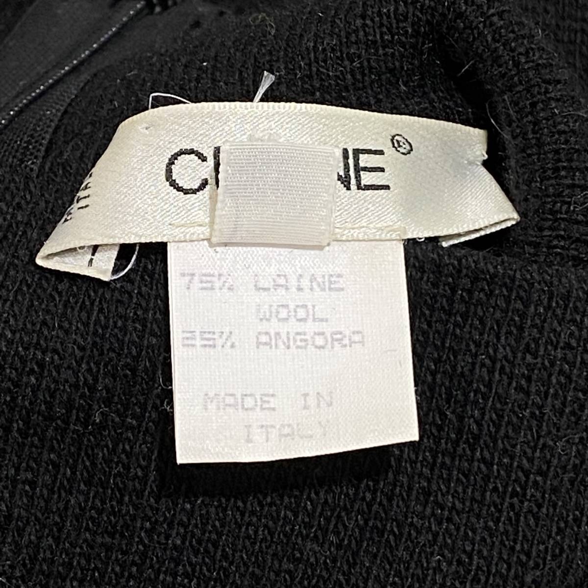【CELINE】セリーヌ イタリア製 タートル ハイネック ベルト付き アン混ゴラ混 ニットセーター 黒 ブラック レディース