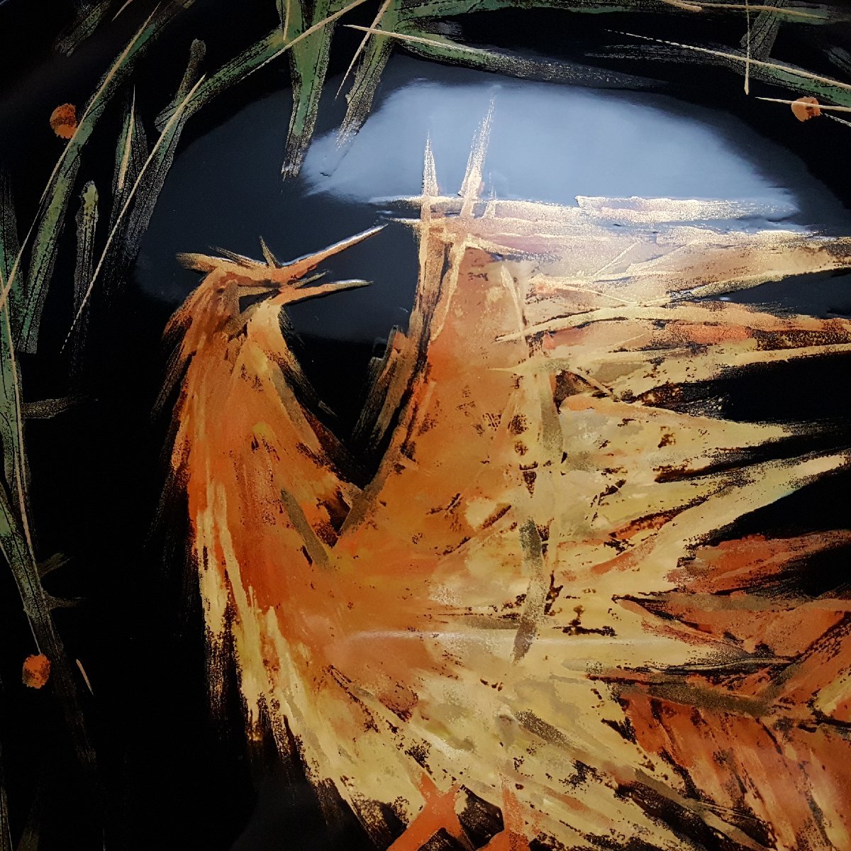 宝蔵】輪島塗 張間麻佐緒 漆飾皿 巣だち 37.5cm 無傷共箱 | charcas.gob.mx