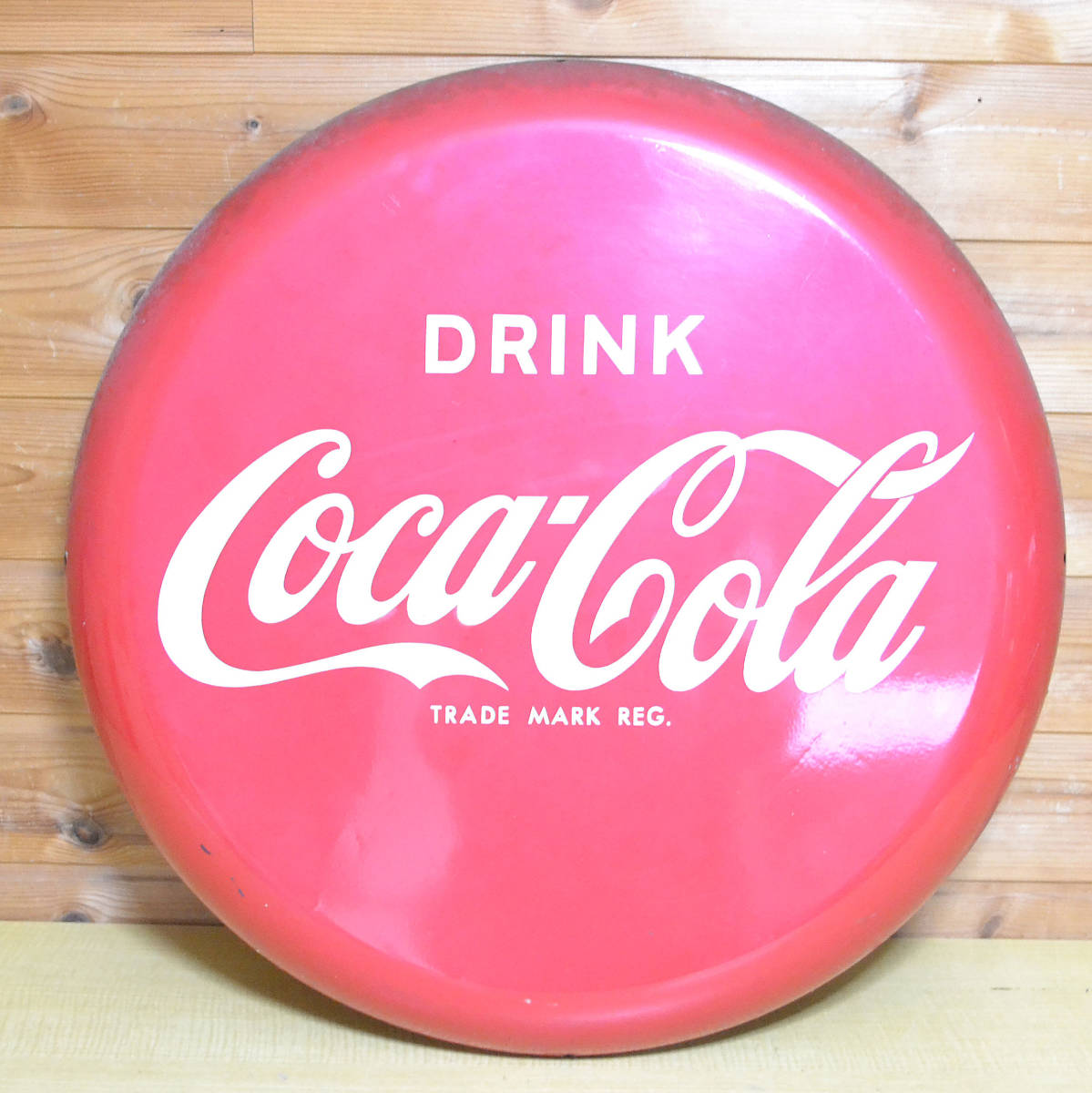 K3999】Coca-Cola/コカコーラ/丸型/看板/直径約60㎝/ホーロー看板/アンティーク/昭和レトロ