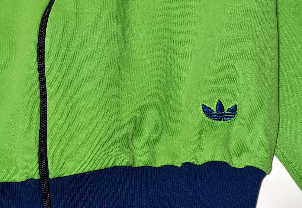 アディダス adidas 70s 80s ジャージ サイズ4 デサント 西ドイツ トラックジャケット 緑×紺【32】