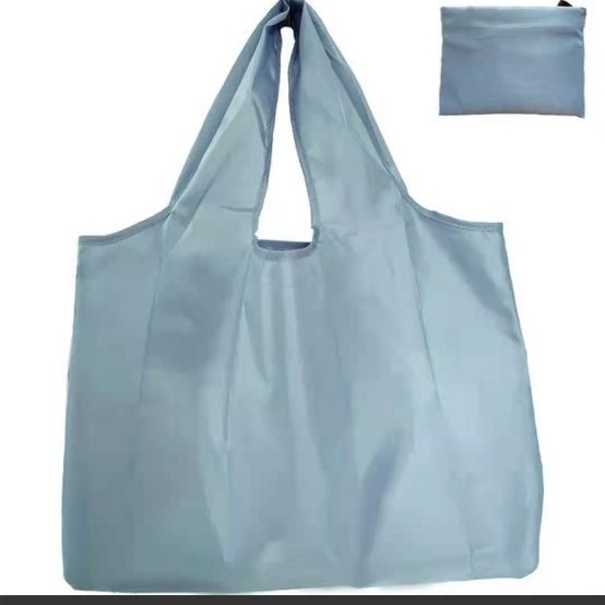 買い物袋　折りたたみ簡単　大容量エコバッグ　ショッピングバッグ　1枚　無印ブルー