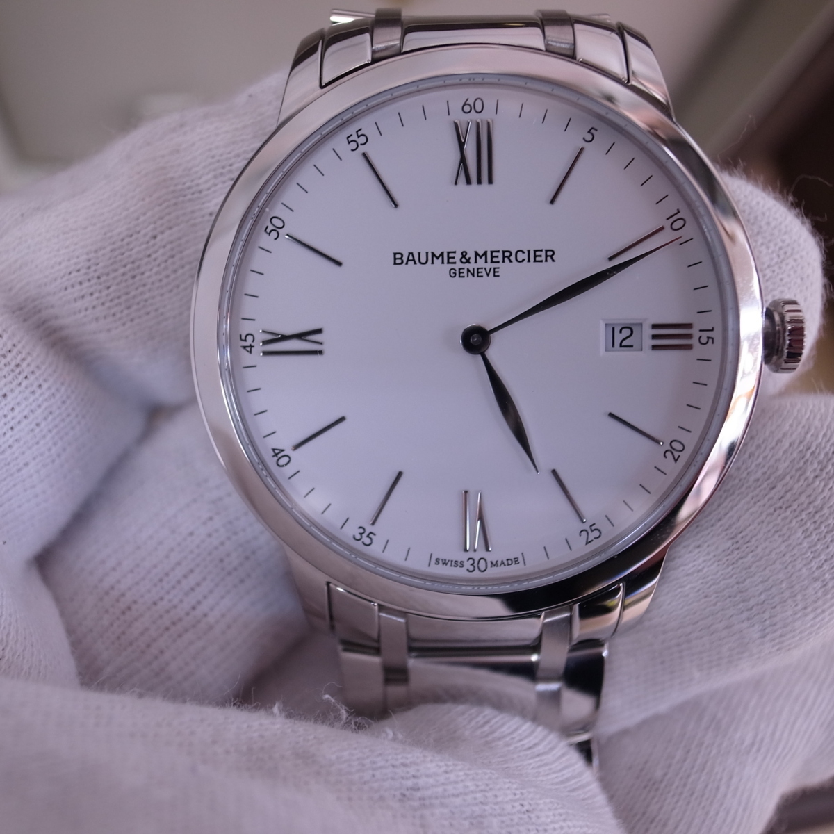 T3274 【本物保証】 Baume & Mercier ボーム＆メルシェ クラシマ M0A10354 デイト クォーツ メンズ腕時計_画像3