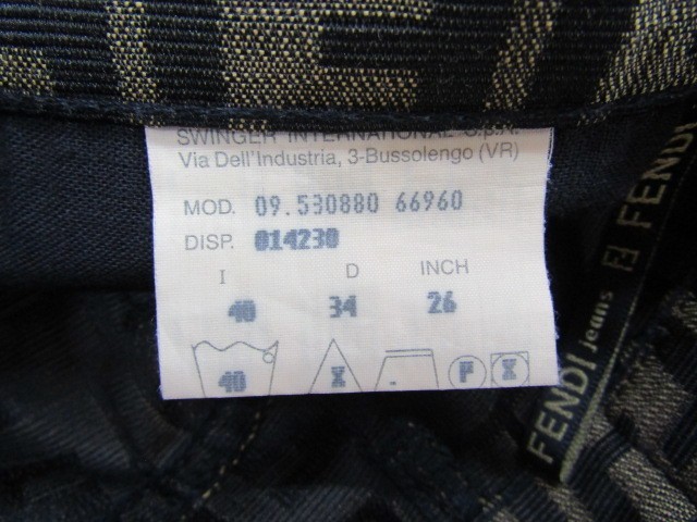 140-KL67-60♪ FENDI JEANS フェンディ ジーンズ ズッカ柄 タイト