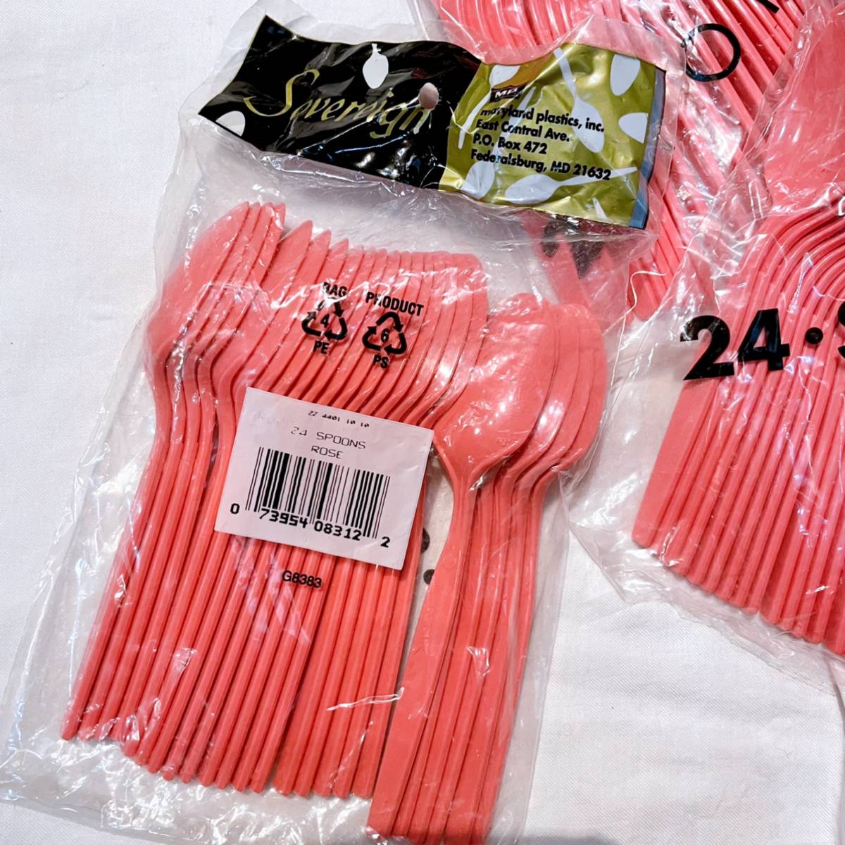  unused! new goods! America buy! pink plastic spoon & Fork 120ps.@ large amount set! party camp outdoor .. present tableware 