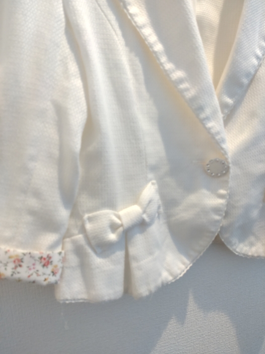  Gyro JAYRO* white sleeve by return floral print ribbon jacket blaser M size 