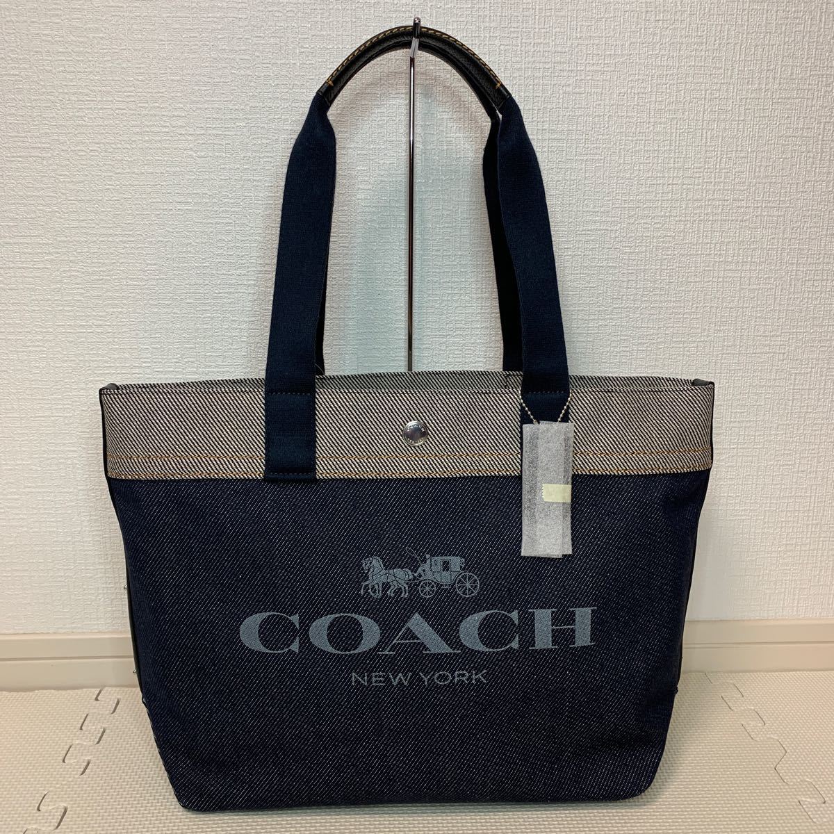 美品✨ コーチ デニム キャンバス トートバッグ デニム A4可 肩がけ 青-