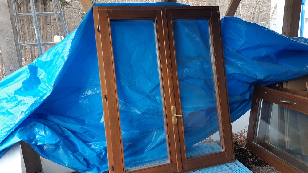 木製窓 木製ドア ペアガラス ログハウス DIY 山小屋 リホーム フィックスガラス ペアガラス