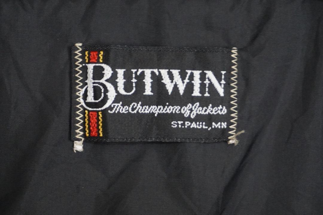 高品質 スタジャン ビンテージ BUTWIN 80s サガラ 袖レザー 黒 
