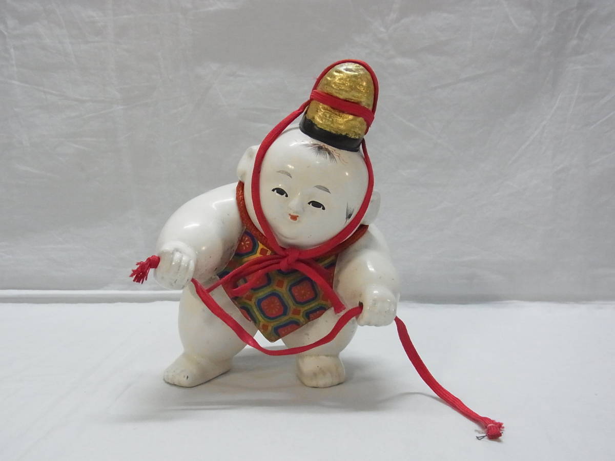 骨董 御所人形 高さ約16.5cm 古い 人形 置物 京都 子供 童 烏帽子 日本 