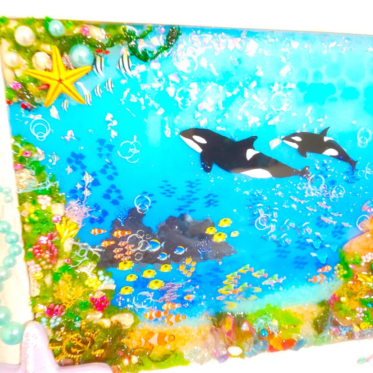 海中 シャチ 壁掛けインテリアアート No.609 ダイヤモンドアート モザイクアート シャチ 海