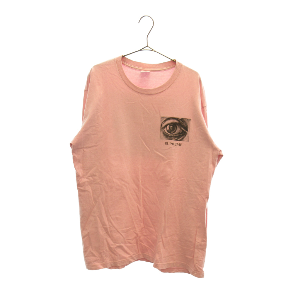 シュプリーム 17SS アイプリント L/S 長袖 ロングTシャツ カットソー ピンク Lサイズ