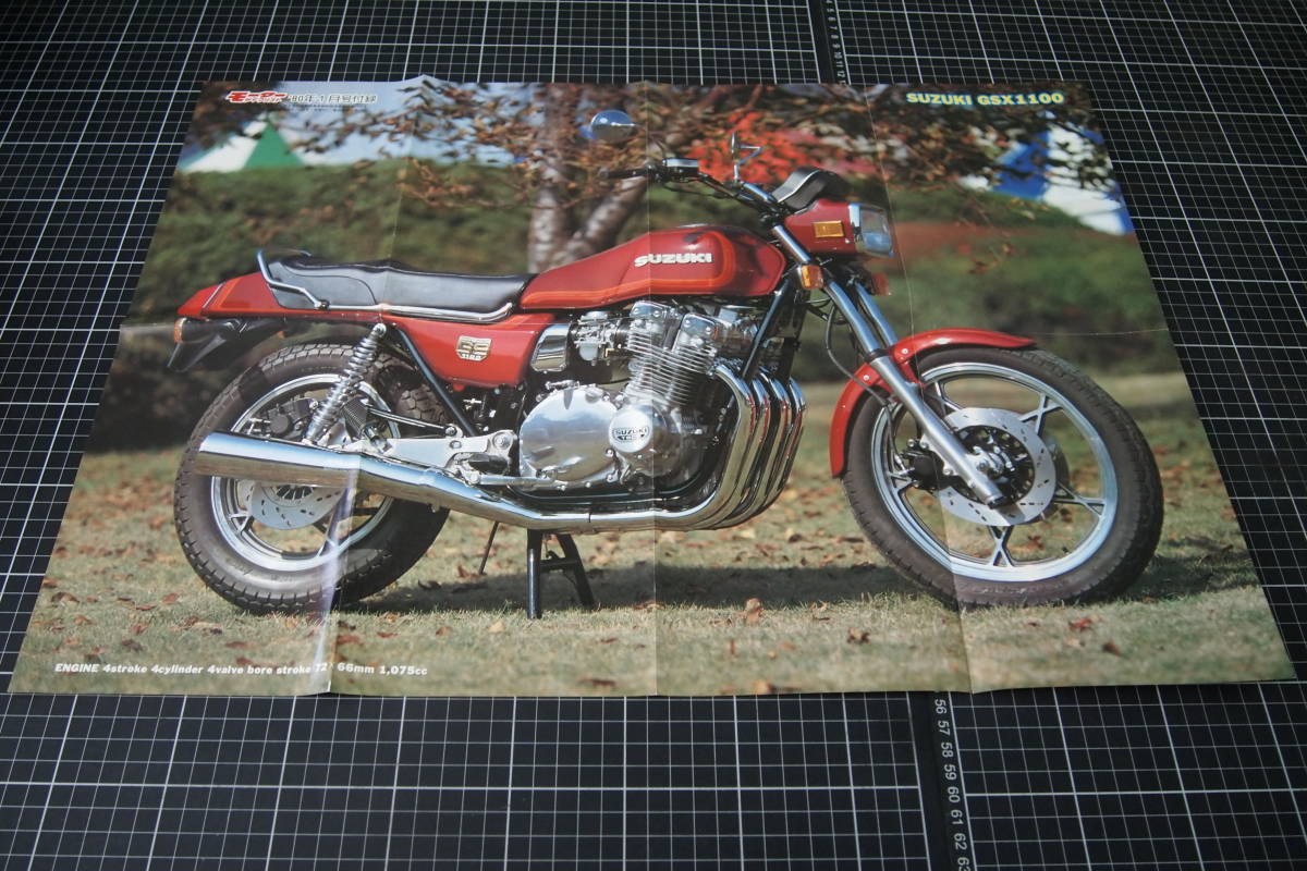 D-0444　モーターサイクリスト’80年1月号付録　昭和55年1月　SUZUKI　GSX1100　ポスター　オートバイ　バイク_画像1