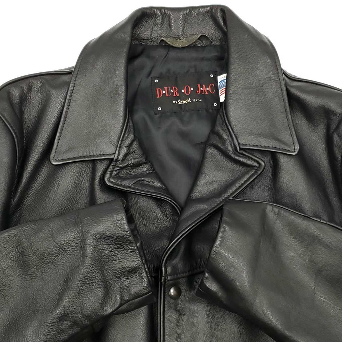 希少ビッグサイズ42◇Schott◇USA製レザージャケット黒メンズXL本革