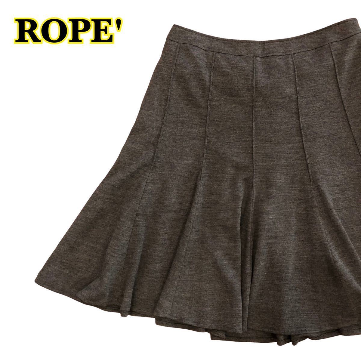 ROPE' ロペ　ひざ丈スカート　フレアスカート　グレー　ウール　レディース　9サイズ　【AY0268】_画像1