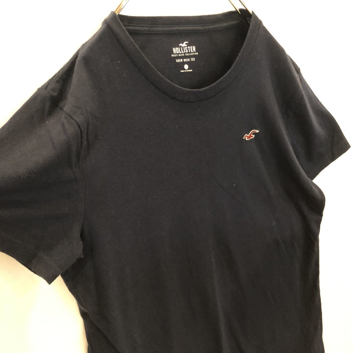 HOLLISTER ホリスター　半袖Tシャツ　ワンポイント刺繍　ネイビー　メンズ　Sサイズ　【AY0280】_画像4