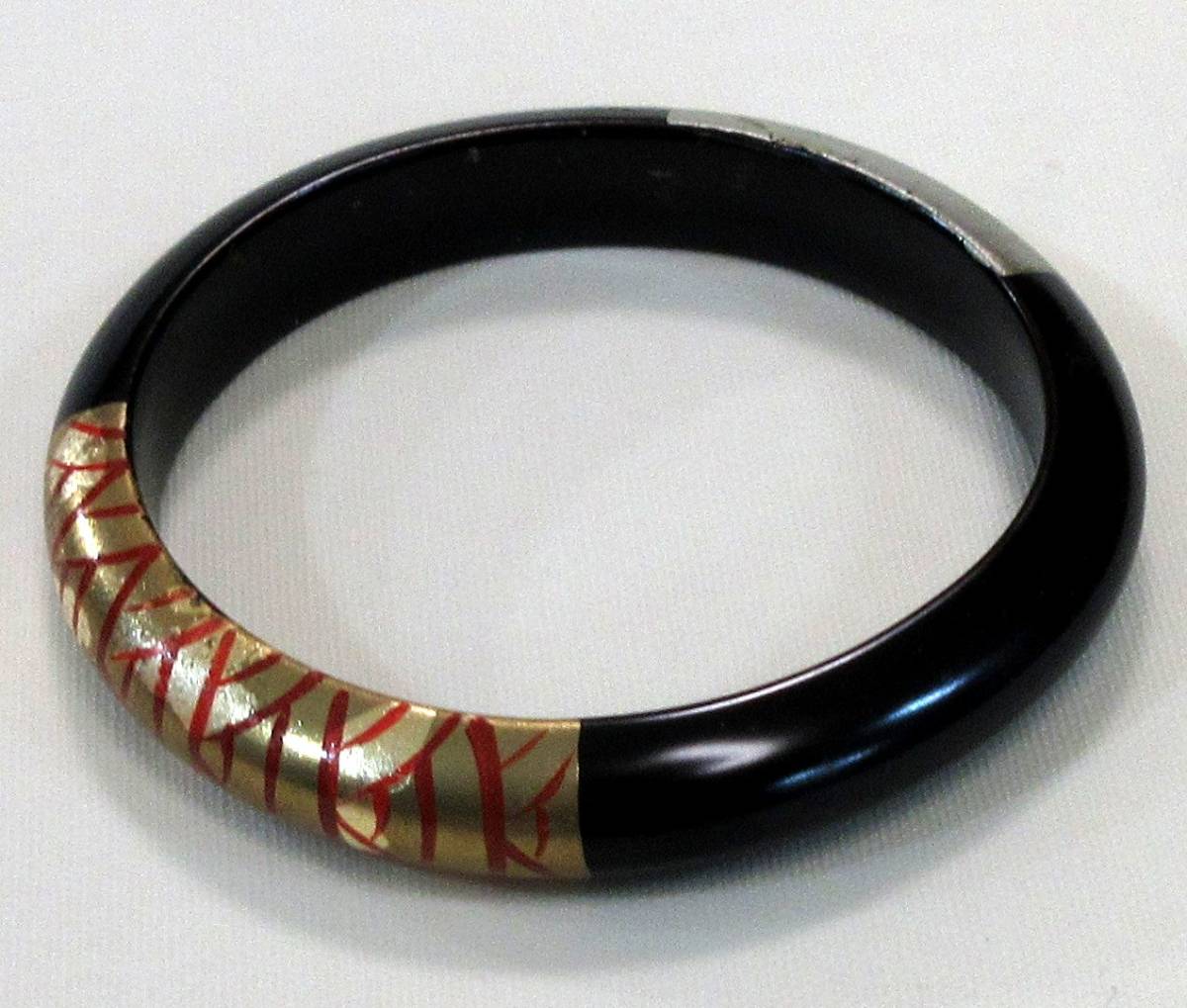 * hand .. lacqering * Aizu paint wooden lacquer paint bracele .. type black paint blue sea wave * free shipping 