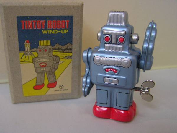 新品　■　｛　ブリキのおもちゃ　｝　ゼンマイで動くロボット　ブル－　■