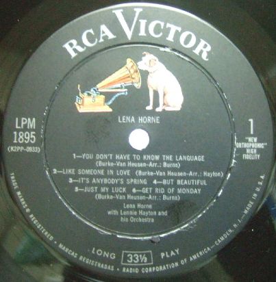 ３枚で送料無料【米RCA Victor mono】Lena Horne/Songs By Burke and Van Heusen_画像2