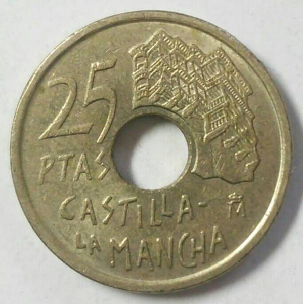 【スペイン】25ペセタ記念硬貨 1996年 約19.5mm (3)_画像1