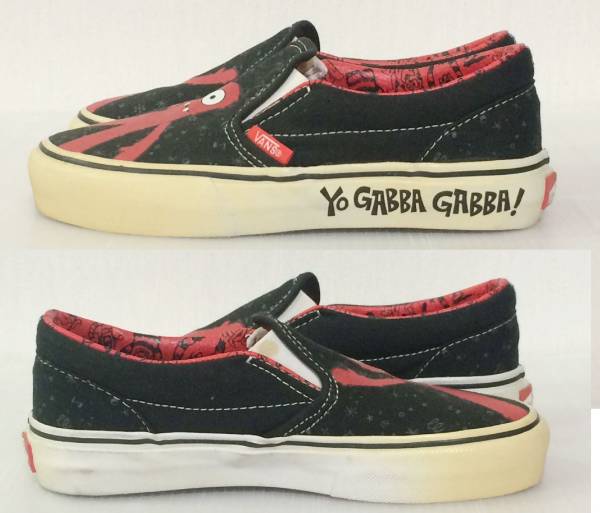 新品 未使用 レア バンズ スリッポン VANS KIDS Slip-on Multi Brobee Yo Gabba Gabba US1 19cm 子供靴 黒 赤_画像2