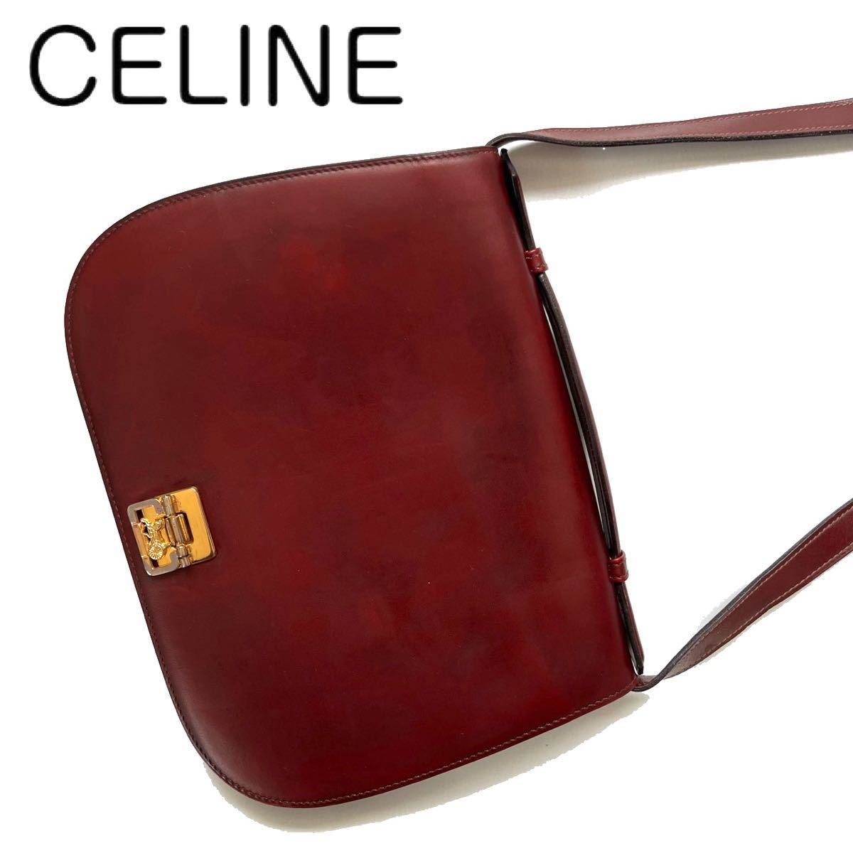 celine セリーヌ レア品 馬車金具 ショルダーバッグ レザー