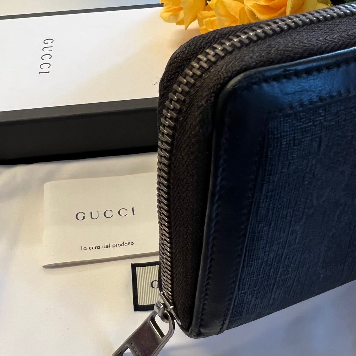 未使用に近い! グッチ GUCCI 財布 長財布 GGスプリーム ラウンド