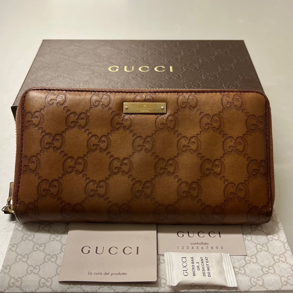 未使用に近い‼️ グッチ GUCCI 財布 長財布 シマレザー ラウンド