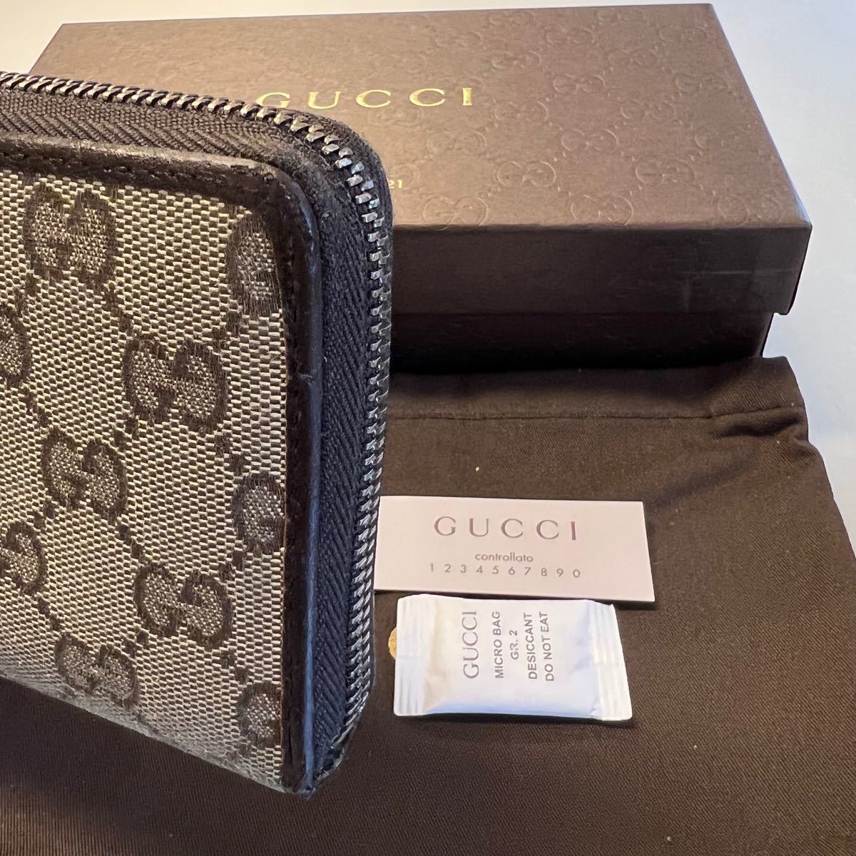 未使用に近い! グッチ GUCCI 財布 長財布 GGキャンバス ラウンド