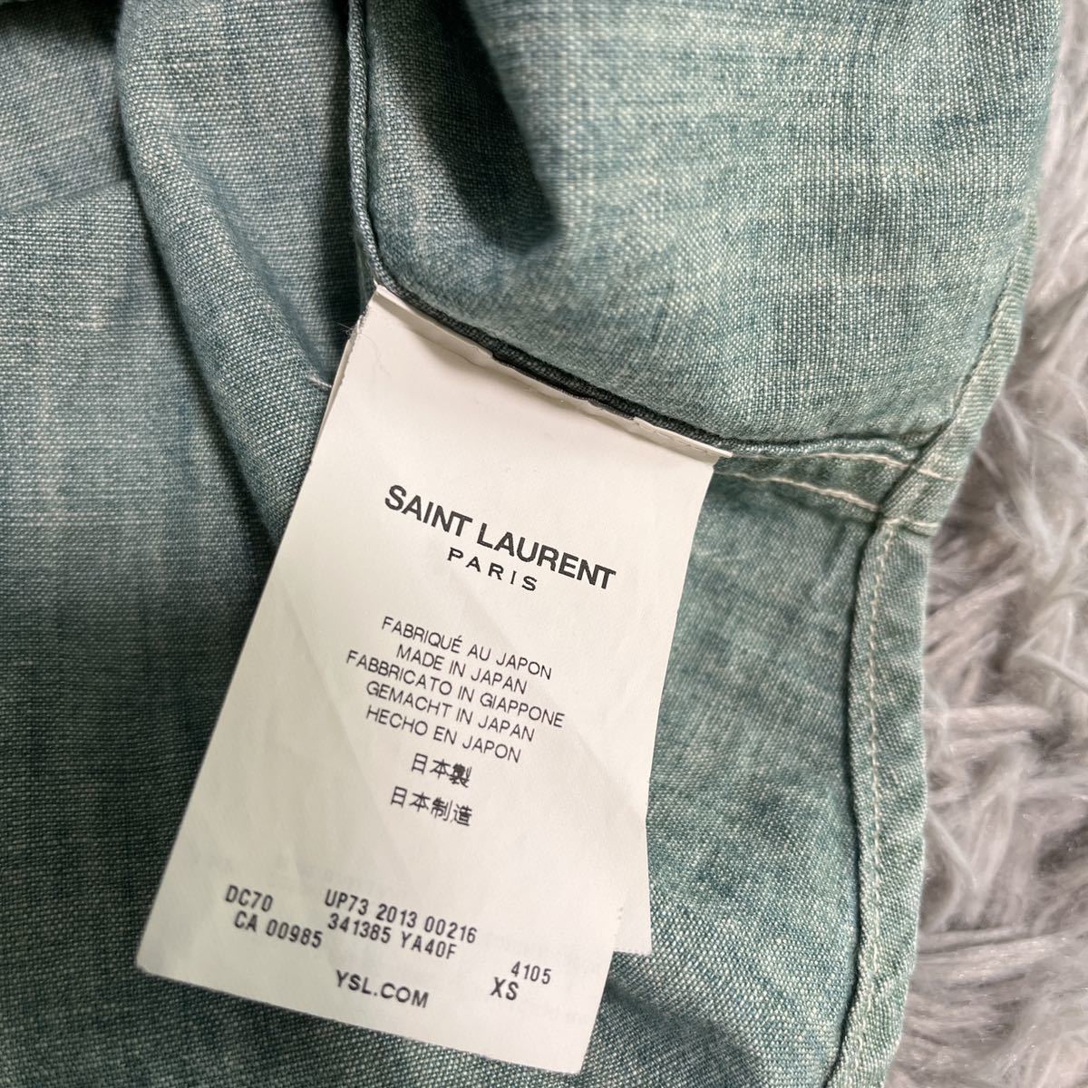 状態良 SAINT LAURENT PARIS サンローラン パリ シャンブレー