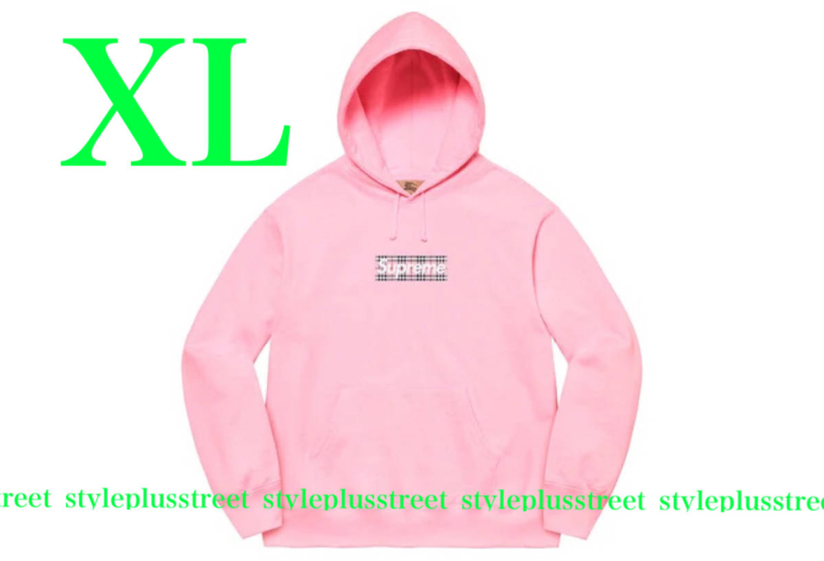 22SS Supreme Burberry Box Logo Hooded Sweatshirt Light Pink XL シュプリーム バーバリー  ボックスロゴ パーカー ピンク ボックス ロゴ（¥89,980） 