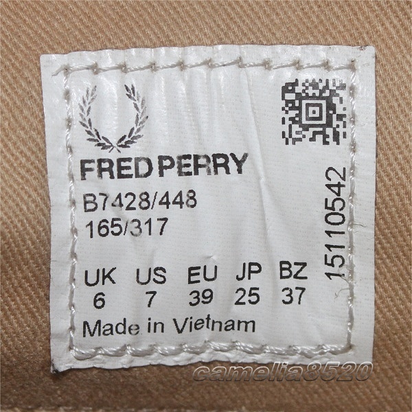 フレッドペリー Fred Perry B7428 Ealing レザー レースアップ スニーカー メンズシューズ 茶色 ブラウン 本革 US7 UK6 25cm 中古 美品_画像3