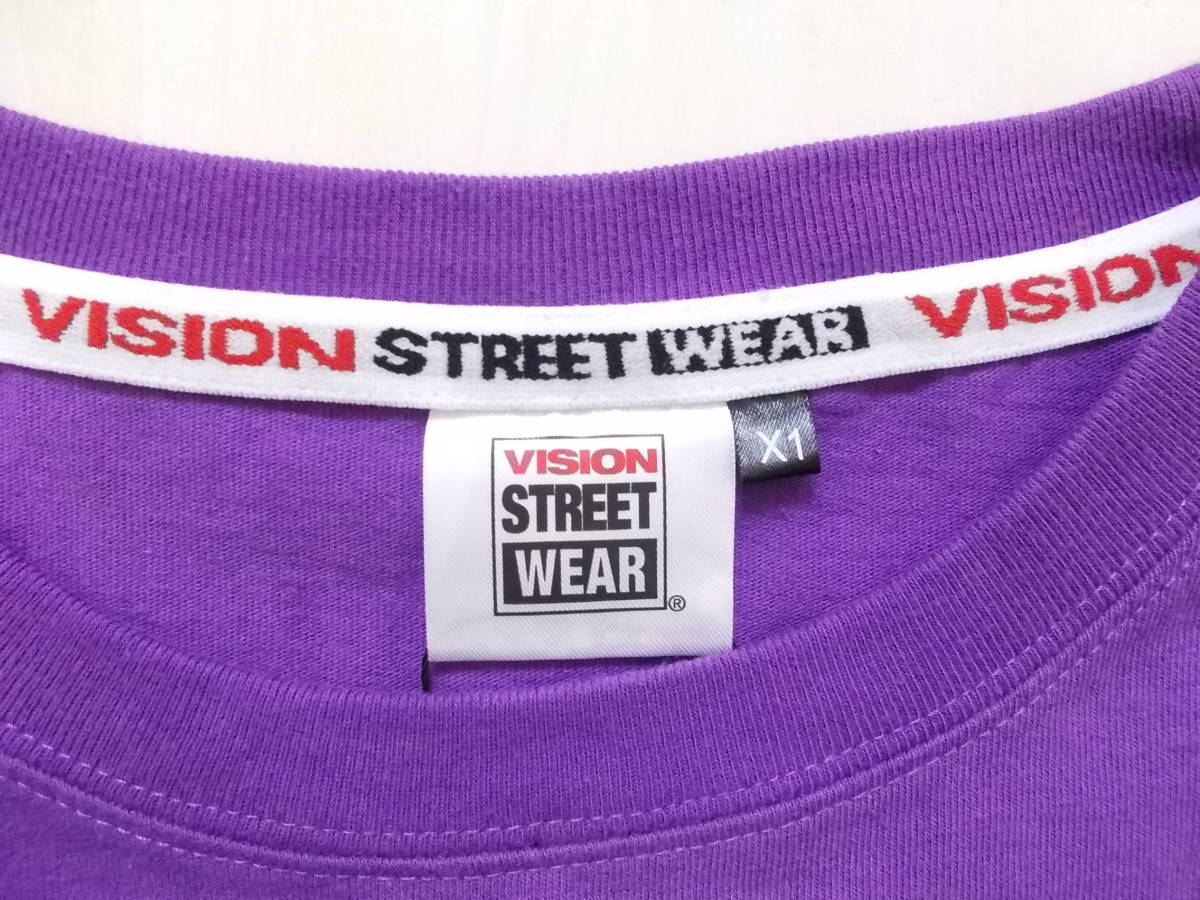 a988*VISION STREET WEAR Logo принт футболка с длинным рукавом * новый товар ( АО ) hybrid vi shon long T X1 размер лиловый цвет большой размер 4C