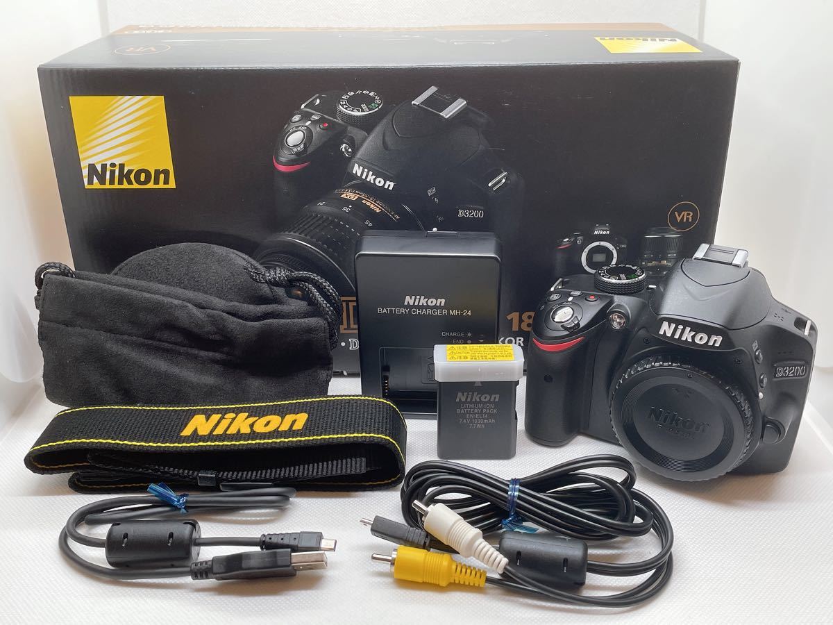 美品】Nikon D3200 ダブルズームキット Black Nikon ニコン NIKKOR 
