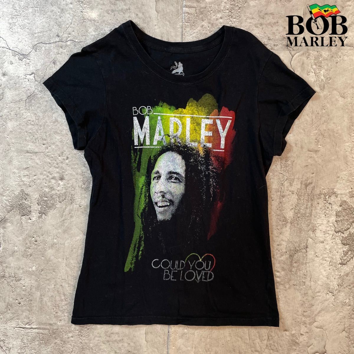 Bob Marley ボブマーリー 半袖 Tシャツ プリント ロゴ 古着 バンドT バンT XXL ミュージック ブラック