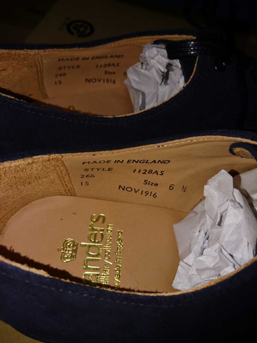  Sanders SANDERS military Dubey shoes navy suede UK6.5 unused 