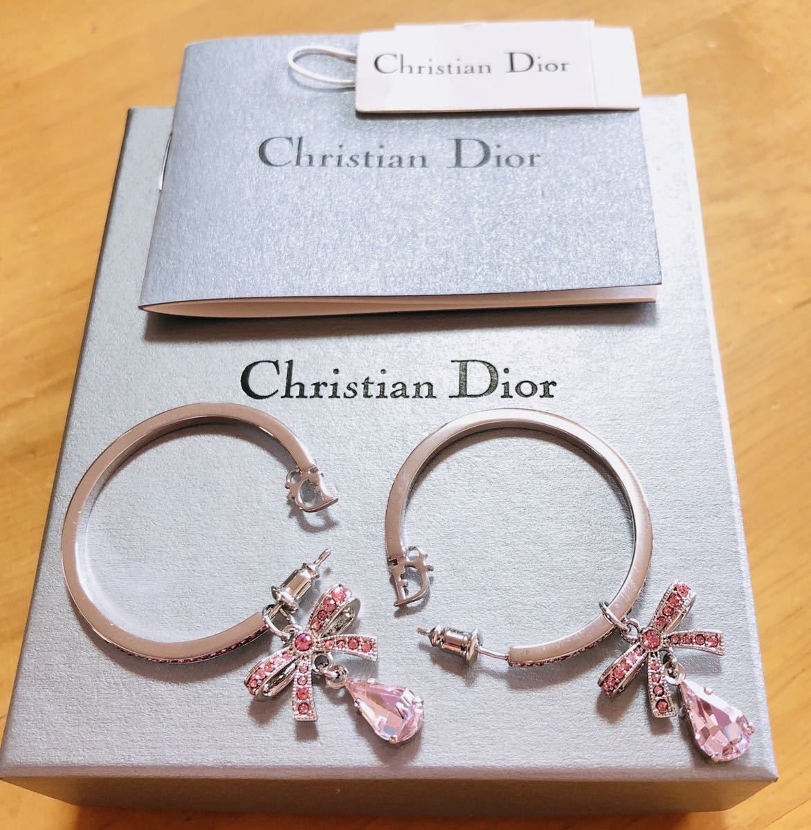 Christian Dior ディオール 揺れるピアス フープピアス シルバー