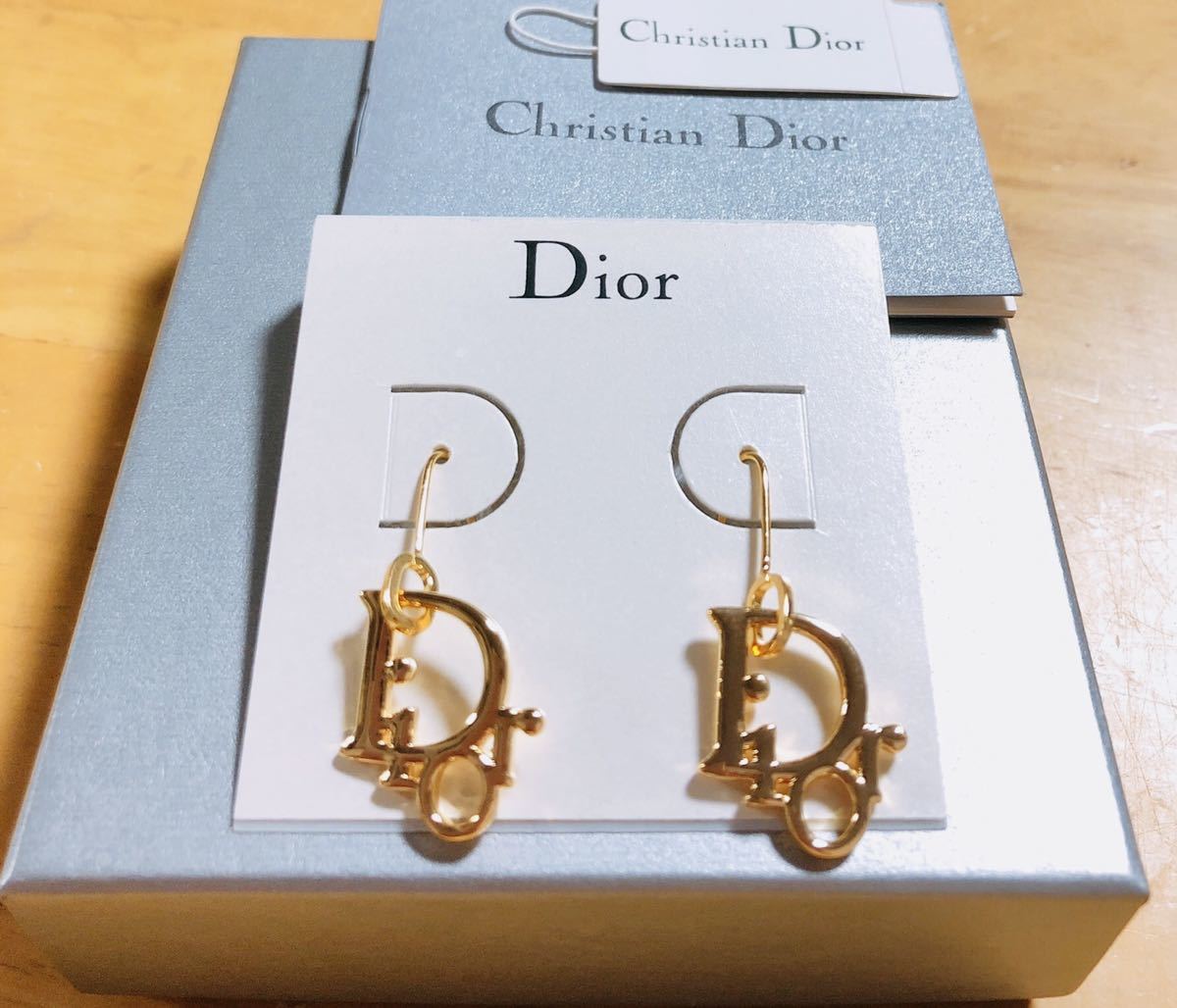 Christian Dior ディオール ピアス ゴールド ロゴマーク 美品(¥12,999