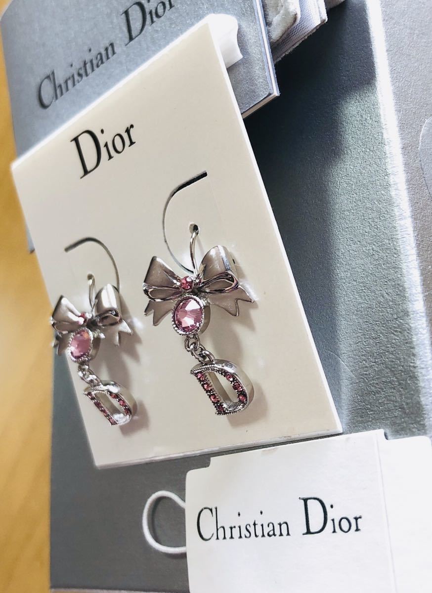 高速配送 Christian Dior 揺れるピアス シルバー リボン ilam.org
