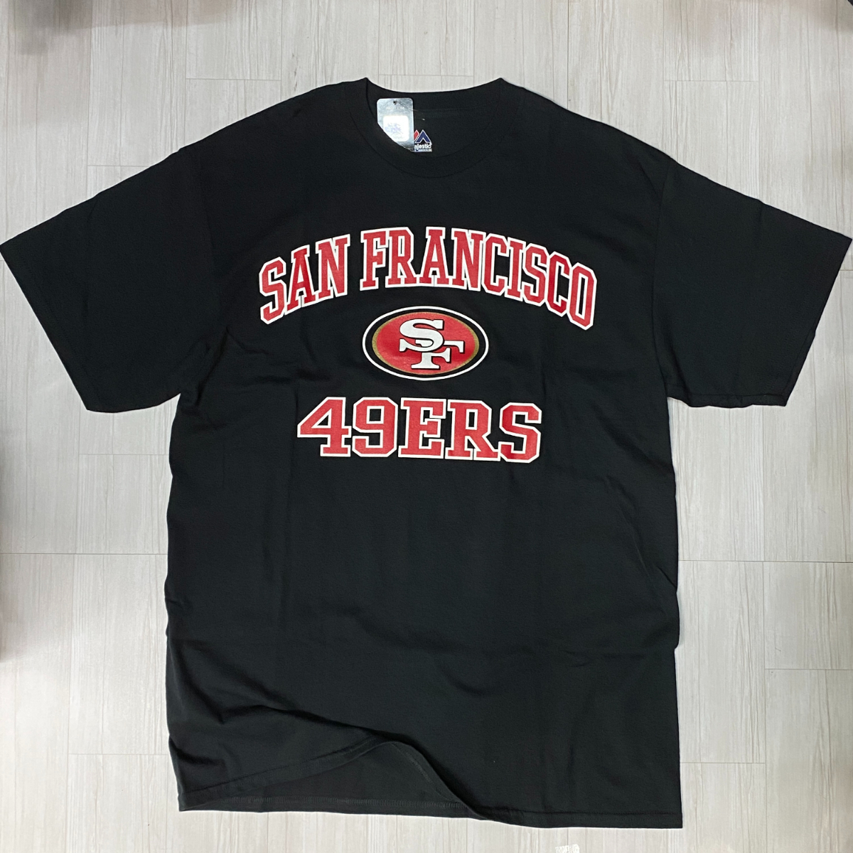 USA正規品 【XL】 MAJESTIC USA マジェスティック NFL公式 49ers サンフランシスコ フォーティナイナーズ半袖 Tシャツ 黒 アメフト